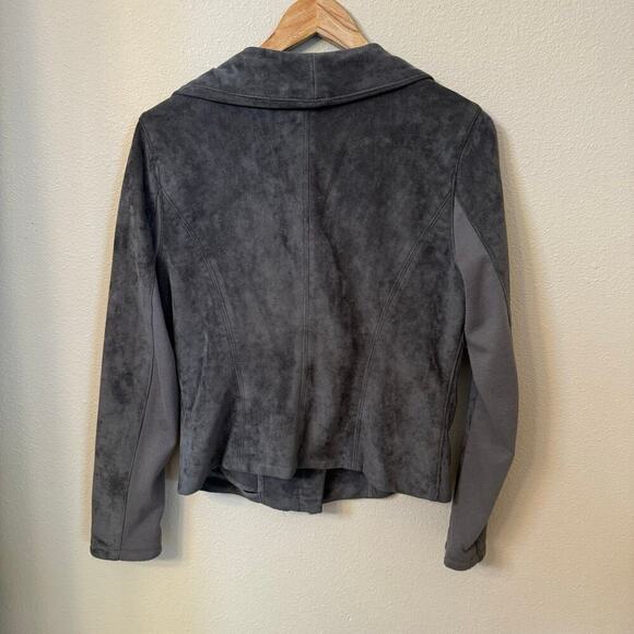 BLANK NYC Legendary Faux Suede Motto Jacket Gray Women's size Medium Biker - Picture 8 of 14